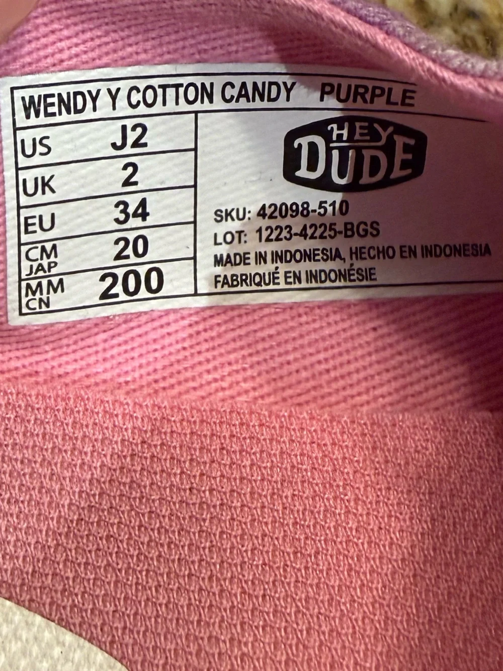 Hey Dude Pink & Purple Tie-Dye Casual Shies Girls Size J2